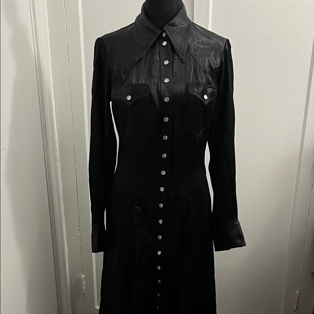 Vintage Betsey Johnson black long-sleeve button-up dress